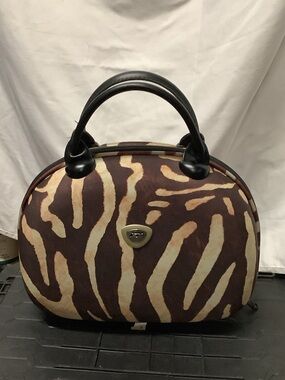 Brown & Cream Zebra Print Dome Satchel Handbag